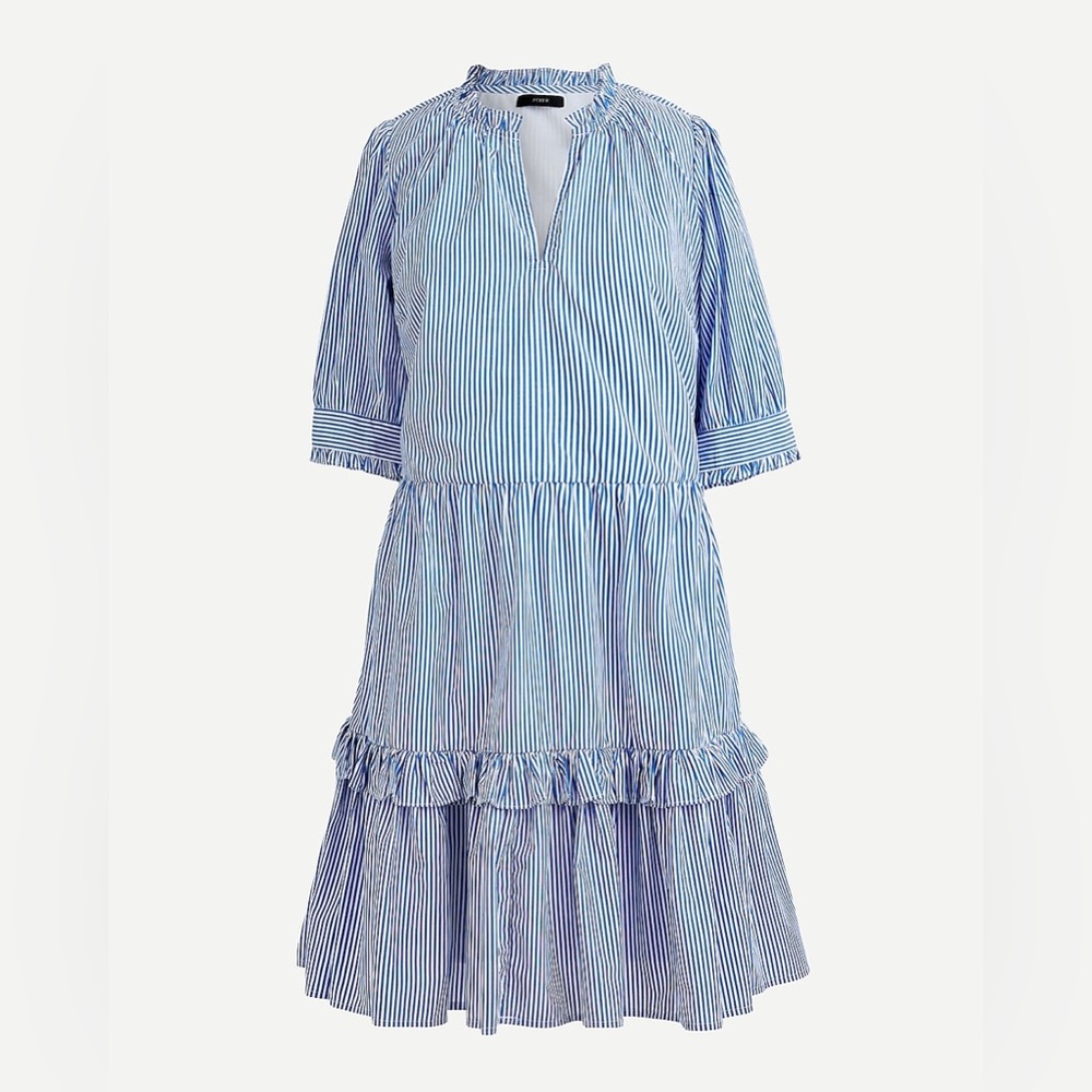 J. Crew Blue and White Striped Midi Dress